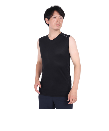 トミーアーマー（Tommy Armour）ゴルフウェア 吸汗 速乾 冷感 ノースリーブVネックシャツ TAGC23S040011 BLK 冷感