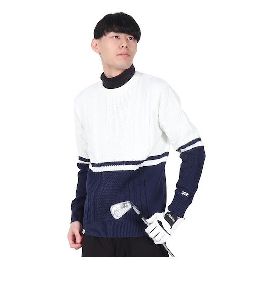 ROSASEN（ROSASEN）ゴルフウェア コットンヤーンバイカラーニット 047-19912-005