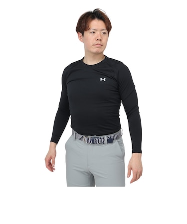 アンダーアーマー（UNDER ARMOUR）ゴルフウェア 防寒 インナーコールドギア フィッティド 長袖 クルーシャツ 1381819 001
