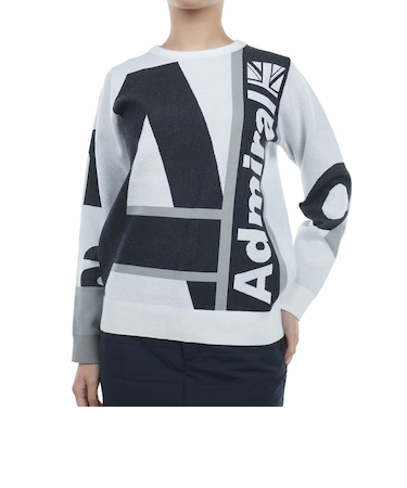 アドミラル ゴルフ（Admiral GOLF）ゴルフウェア 保温 ロゴジャカードクルーネックセーター ADLA359-WHT