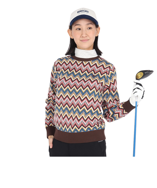 クランク（CLUNK）ゴルフウェア 撥水 ストレッチ ハイゲージ 長袖クルーネックニット CL5QUJ10 BRN