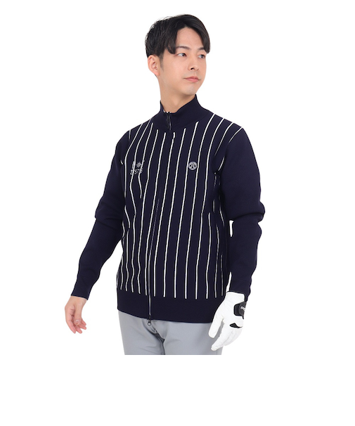 トミーアーマー(Tommy Armour)ゴルフウェア 防風 Tech ニット 長袖フルジップ カーディガン TAPLU23F030003 NVY
