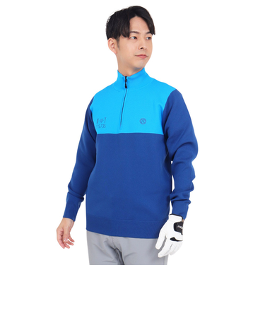 トミーアーマー（Tommy Armour）ゴルフウェア Tech ニット 長袖ハーフジップ TAPLU23F030004 BLU