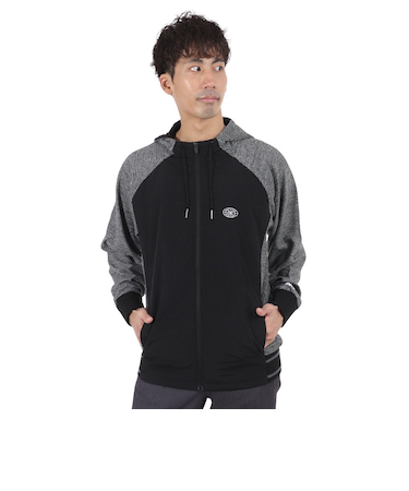 トランスコンチネンツ（TRANS CONTINENTS）ゴルフウェア アウター 布帛切替フルジップニットパーカー 23WTRX01-BK