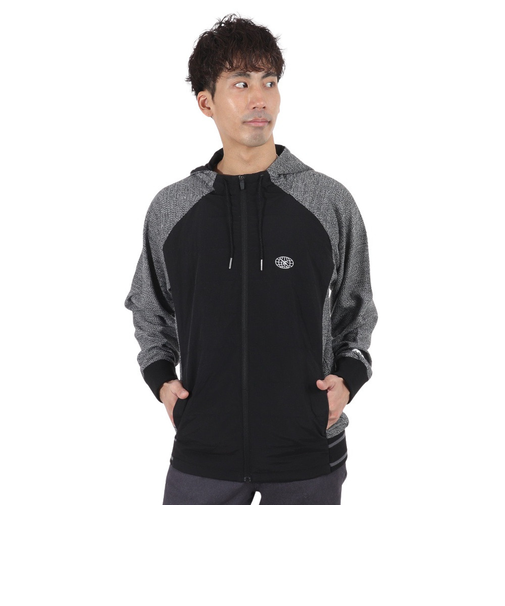 トランスコンチネンツ（TRANS CONTINENTS）ゴルフウェア アウター 布帛切替フルジップニットパーカー 23WTRX01-BK