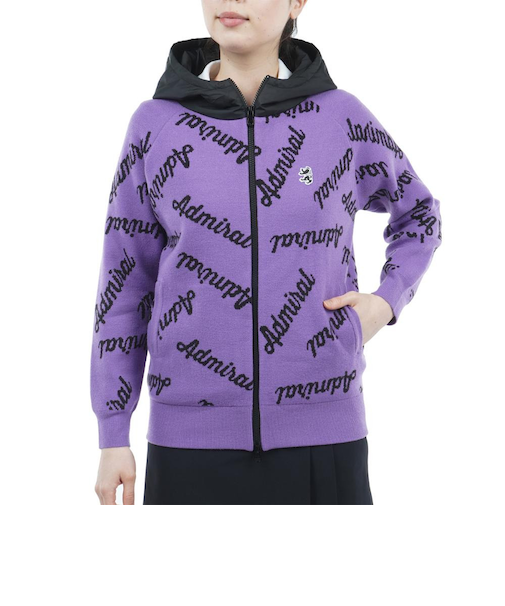 アドミラル ゴルフ（Admiral GOLF）ゴルフウェア アウター 保温 裏地付きロゴニットパーカー ADLA285-VIO