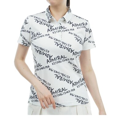 アドミラル ゴルフ（Admiral GOLF）ゴルフウェア 半袖 ランダムロゴ プリントポロシャツ ADLA431-WHT