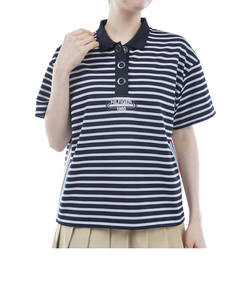 ゴルフウェア 半袖 ボーダー リラックスポロシャツ THLA410-NVY