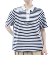 ゴルフウェア 半袖 ボーダー リラックスポロシャツ THLA410-WHT