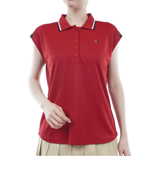 ゴルフウェア 半袖 トリコロール フレンチスリーブシャツ THLA409-RED