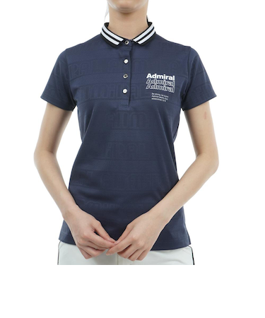 アドミラル ゴルフ（Admiral GOLF）ゴルフウェア ロゴジャカード 半袖ポロシャツ ADLA411-NVY