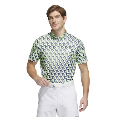 アディダス(adidas)ゴルフウェア 半袖 吸汗速乾 マルチカラードBOSプリントシャツ IKK75-IN9040LGRN
