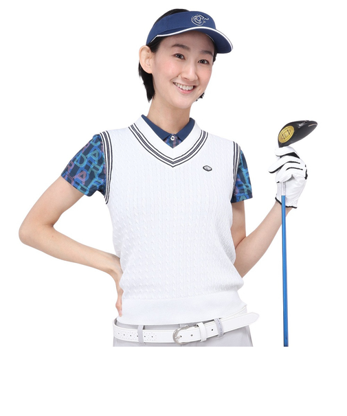 フィドラ（FIDRA）ゴルフウェア クルーネックニットベスト FD5RUK04 WHT