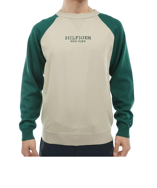 ゴルフウェア 長袖 フロントロゴ クルーネックセーター THMA401-SND