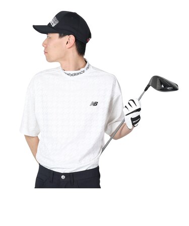 ニューバランス（new balance）ゴルフウェア 半袖 千鳥柄モックネックプルオーバー 012-4166001-030