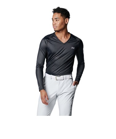 アンダーアーマー（UNDER ARMOUR）ゴルフウェア 吸熱発散 アンダーウェア アイソチル フィッティドロングスリーブVネックシャツ 1384824 001