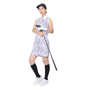 クランク(CLUNK)ゴルフウェア ノースリーブポロワンピース CL5RUQ16 SAX