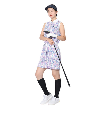 クランク（CLUNK）ゴルフウェア ノースリーブポロワンピース CL5RUQ16 SAX