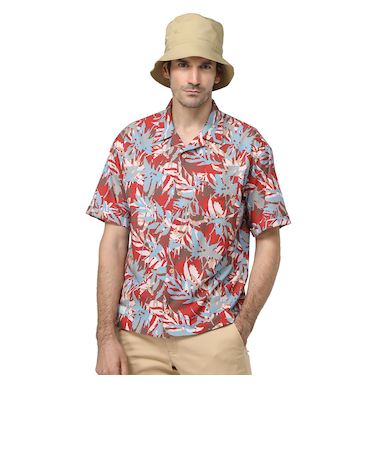 ROSASEN（ROSASEN）ゴルフウェア 半袖 吸水速乾 リーフ柄 開襟シャツ 044-21446-062