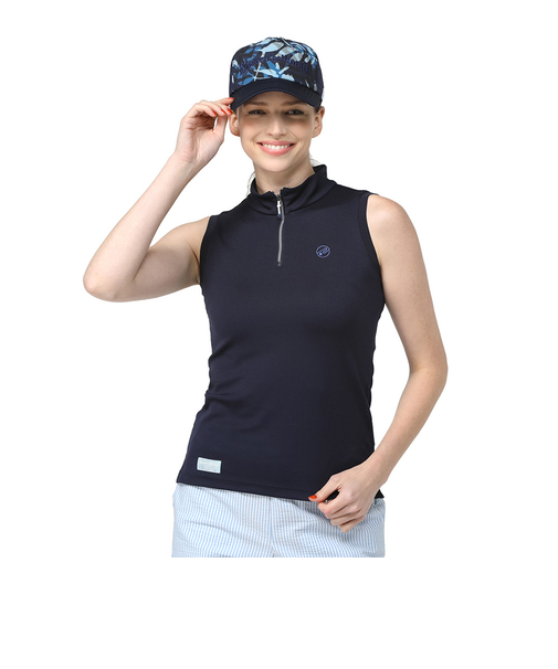 ROSASEN（ROSASEN）ゴルフウェア 吸水速乾 接触冷感 ウルトラクールWニット鹿の子ノースリーブ 045-21471-098