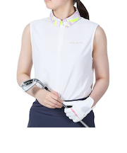 ビバハート（VIVA HEART）ゴルフウェア 接触冷感 吸水速乾 アイスタッチカノコ 異素材襟ノースリーブシャツ 012-21470-005