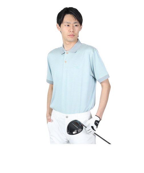 ROSASEN（ROSASEN）ゴルフウェア 吸水速乾 ストレッチボーダー半袖ポロシャツ 044-21343-091