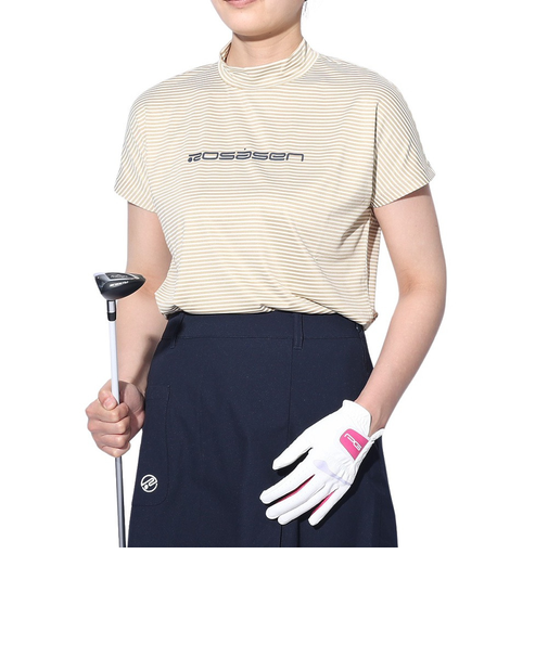 ROSASEN（ROSASEN）ゴルフウェア モックネック 半袖 ストレッチボーダー 045-21344-052
