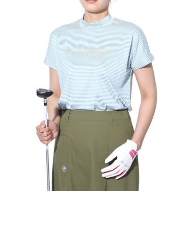 ROSASEN（ROSASEN）ゴルフウェア モックネック 半袖 ストレッチボーダー 045-21344-091