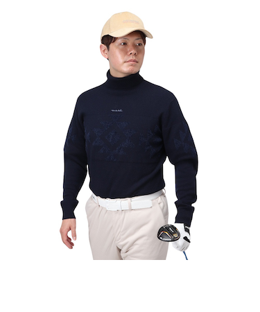 トラヴィスマシュー（Travis Mathew）ゴルフウェア WOOL JACQUARD タートルネックニットセーター 7AI039-4NAV
