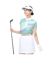 クランク（CLUNK）ゴルフウェア 半袖 吸汗速乾 バイヤスプリントポロシャツ KAITEKIRYU CL5RUG18 GRN