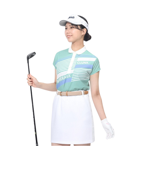 クランク（CLUNK）ゴルフウェア 半袖 吸汗速乾 バイヤスプリントポロシャツ KAITEKIRYU CL5RUG18 GRN