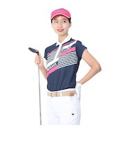 クランク(CLUNK)ゴルフウェア 半袖 吸汗速乾 バイヤスプリントポロシャツ KAITEKIRYU CL5RUG18 NVY