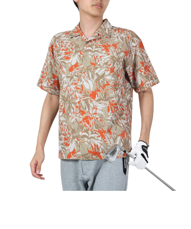 ROSASEN（ROSASEN）ゴルフウェア 半袖 吸水速乾 リーフ柄 開襟シャツ 044-21446-052