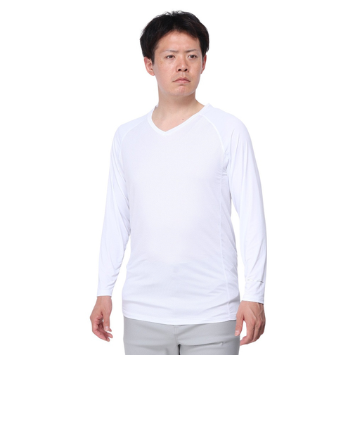 トミーアーマー（Tommy Armour）ゴルフウェア 吸汗速乾 接触冷感 長袖VネックTシャツ TAGC24S040051 WHT