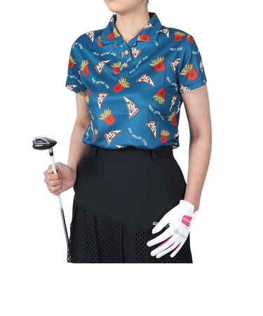 ROSASEN（ROSASEN）ゴルフウェア 吸水速乾 A-Line ピザポテトプリント半袖シャツ 048-21442-095