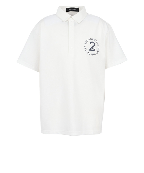 ゴルフウェア 吸水速乾 バックロゴビッグ 半袖ポロシャツ 242222-WHT