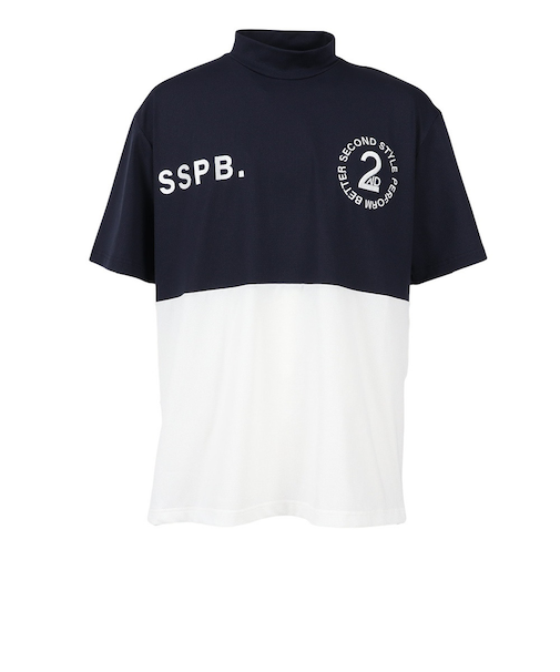 ゴルフウェア 接触冷感 ハーフジップ ビッグ半袖モックネック 242223-NVY