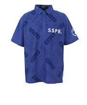 ゴルフウェア 吸水速乾 接触冷感 総柄ビッグ半袖ポロシャツ 242224-NVY