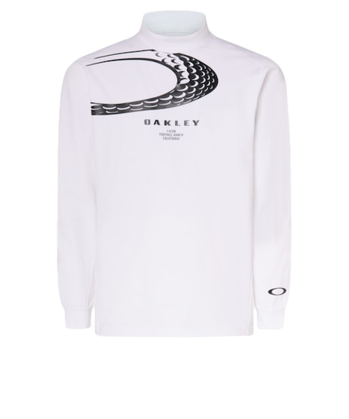 Oakley オークリー　モックネックシャツ　ホワイト　幾何学総柄ポリXL長袖 Oakley オークリー モックネックシャツ ホワイト 幾何学総柄ポリXL長袖