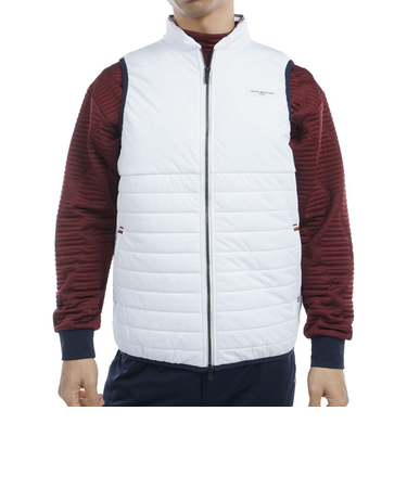 ゴルフウェア アウター 防風 圧着 キルト 中綿 ベスト THMA467-WHT