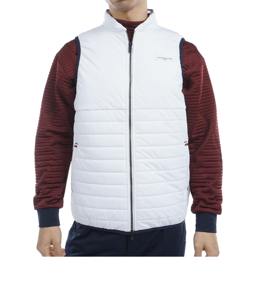 ゴルフウェア アウター 防風 圧着 キルト 中綿 ベスト THMA467-WHT