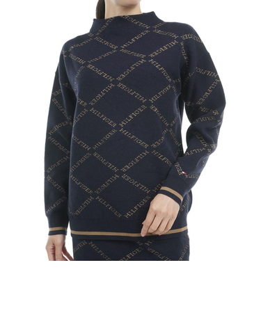 ゴルフウェア 長袖 ジャガードボトルネックセーター THLA485-NVY