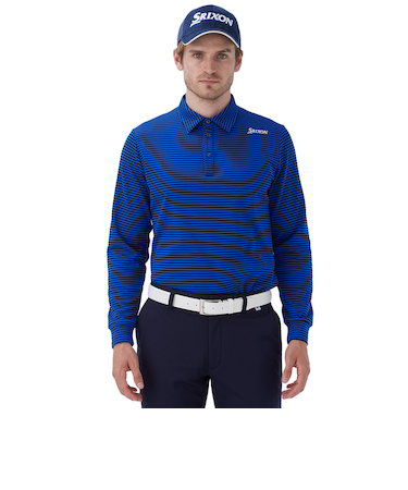 ゴルフウェア HEAT NAVI バイカラーボーダーロングスリーブシャツ RG4FLS07M BL00