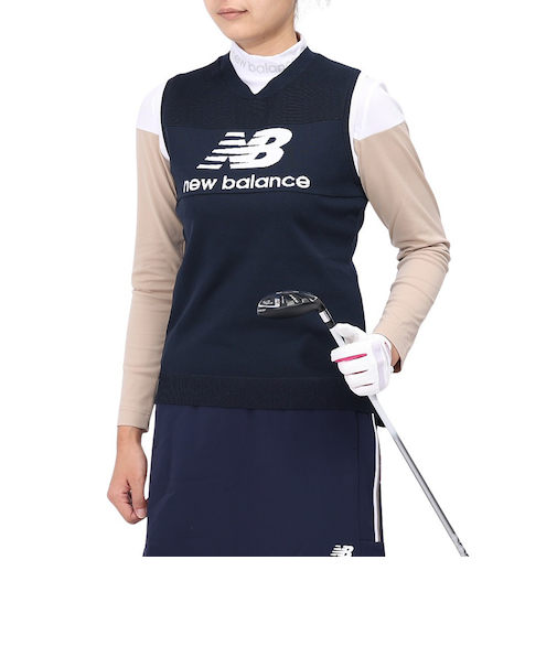 ニューバランス（new balance）ゴルフウェア ロゴ×ライン クルーネック ニット ベスト 012-4273501-121
