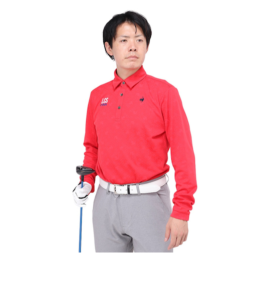 ルコックスポルティフ（lecoqsportif）ゴルフウェア 吸汗速乾 ストレッチフォーサー ジャガード 長袖シャツ LG4FLS03M RD00