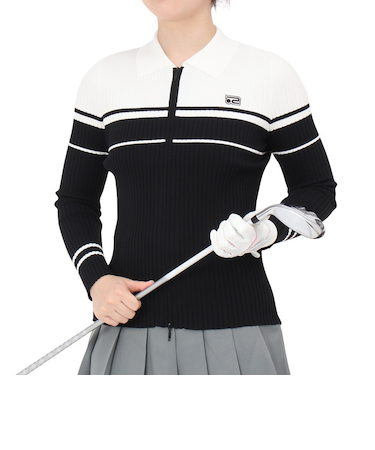 ROSASEN（ROSASEN）ゴルフウェア A-Line 冷感リブニット 長袖カーディガン 048-12912-019