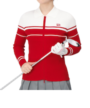 ROSASEN(ROSASEN)ゴルフウェア A-Line 冷感リブニット 長袖カーディガン 048-12912-063