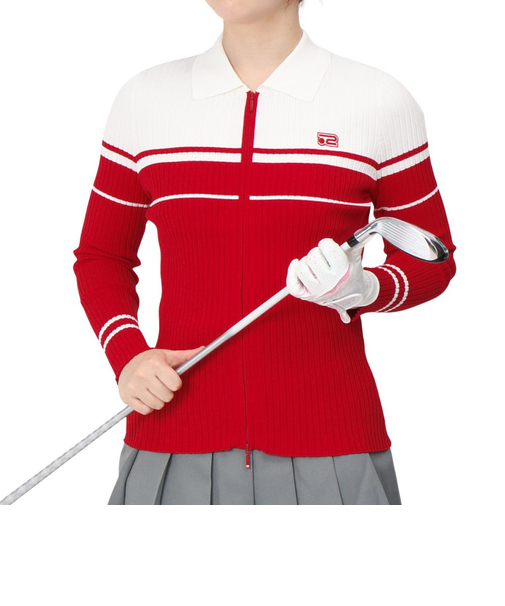 ROSASEN（ROSASEN）ゴルフウェア A-Line 冷感リブニット 長袖カーディガン 048-12912-063