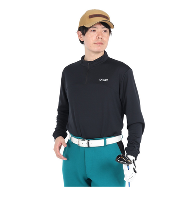 ザ・ワープ・バイ・エネーレ(The Warp By Ennerre)ゴルフウェア 吸汗速乾 ハーフジップ 長袖シャツ WG5STG14 BLK