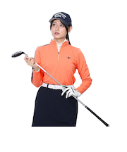 クランク(CLUNK)ゴルフウェア 吸湿発熱 ハイネックハーフジップシャツ CL5SUG07 ORG